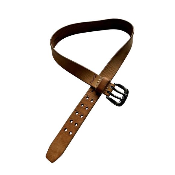 Honest by Brighton Double Prong Work Buckle Belt 34 Tan Leather Adjustable 61506